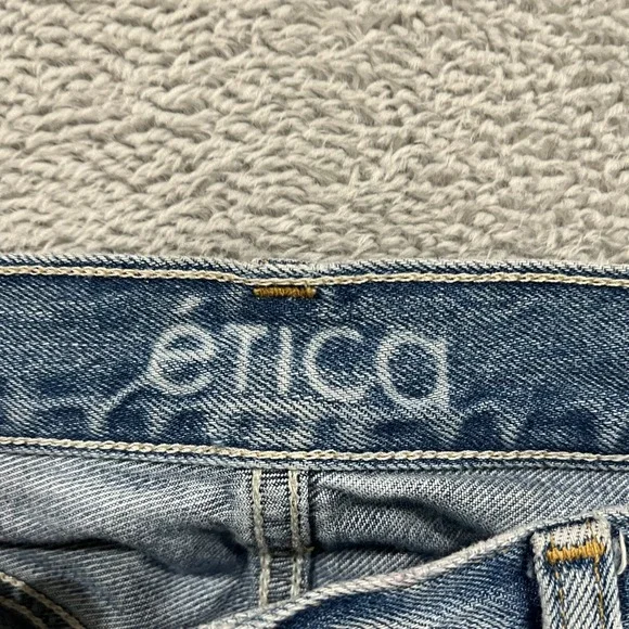 Etica Jeans Women's 27 Denim Straight Distressed‎ High-Rise Y2K 28x24.5 Baggy